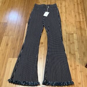 CELLO navy & white striped flared jeans NWT